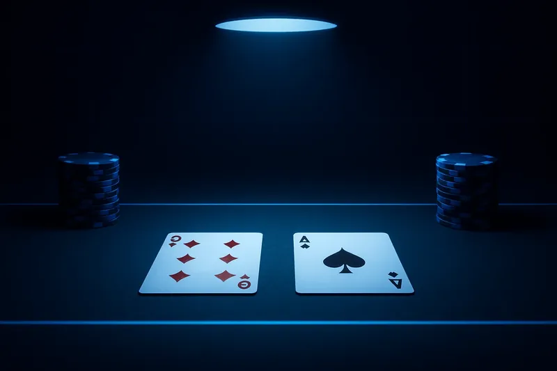 Face-up baccarat cards and chip stacks on green felt table